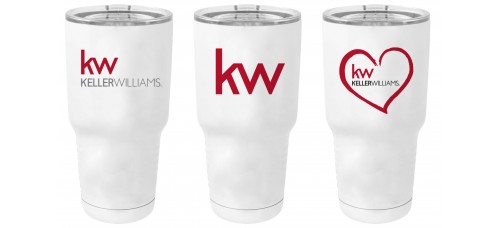 Promotional Product - Keller Williams 30 oz Metal Travel Tumbler with Clear Lid