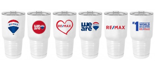 Promotional Product - RE/MAX 30 oz Metal Travel Tumbler with Clear Lid