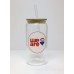 Promotional Product - RE/MAX 16 oz Glass Tumbler with Bamboo Lid & Straw