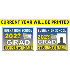 School Sign - 18"h x 24"w - BUENA HS 4mm Corrugated Plastic Sign with Metal H-Frame Included