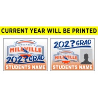 School Sign - 18"h x 24"w - MILLVILLE HS 4mm Corrugated Plastic Sign with Metal H-Frame Included