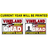 School Sign - 18"h x 24"w - VINELAND HS 4mm Corrugated Plastic Sign with Metal H-Frame Included