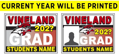 School Sign - 18"h x 24"w - VINELAND HS 4mm Corrugated Plastic Sign with Metal H-Frame Included