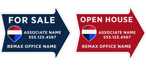 RE/MAX 2025 Directional - Custom 17x23x4mm Coroplastic Arrow Shape with Double Sided Print