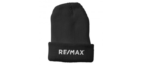 Apparel - RE/MAX Beanie Cuffed Black with White Embroidered RE/MAX
