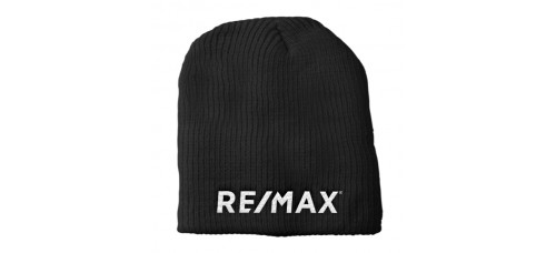 Apparel - RE/MAX Beanie Uncuffed Black with White Embroidered RE/MAX