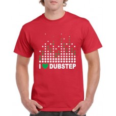 Apparel - Stock Design T-Shirt Red with I Love Dubstep