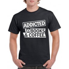 Apparel - Stock Design T-Shirt Black with Addicted To Books & Coffee
