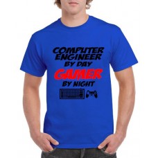 Apparel - Stock Design T-Shirt Blue with Computer Engineer By Day Gamer By Night
