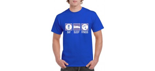 Apparel - Stock Design T-Shirt Blue with Eat Sleep Fitness