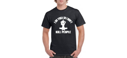 Apparel - Stock Design T-Shirt Black with I Do Yoga So I Don't Kill People