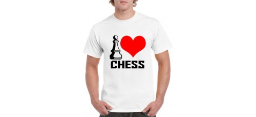 Apparel - Stock Design T-Shirt White with I Love Chess