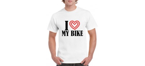 Apparel - Stock Design T-Shirt White with I Love My Bike