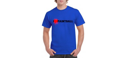 Apparel - Stock Design T-Shirt Blue with I Love Paintball