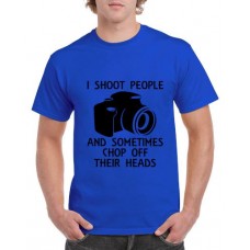 Apparel - Stock Design T-Shirt Blue with I Shoot People and Sometimes Chop Off Their Heads