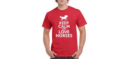 Apparel - Stock Design T-Shirt Red with Keep Calm and Love Horses