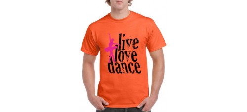 Apparel - Stock Design T-Shirt Orange with Live Love Dance