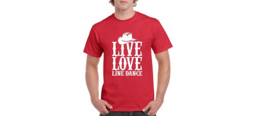 Apparel - Stock Design T-Shirt Red with Live Love Line Dance
