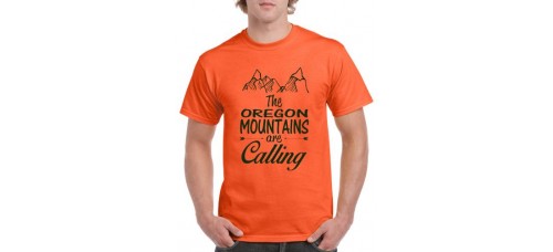 Apparel - Stock Design T-Shirt Orange with The "Enter Name" Mountains Are Calling
