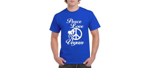 Apparel - Stock Design - Peace Love Vegan - Blue/White