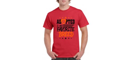 Apparel - Stock Design T-Shirt Red with Adopted Is My Favorite Breed