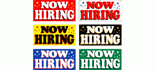 Banner - Stock Pre-Printed Now Hiring