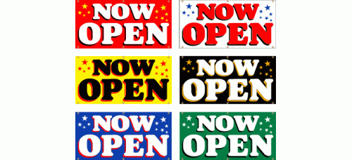 Banner - Stock Pre-Printed Now Open Banner - Stock Pre-Printed Now Open