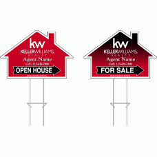 Keller Williams Directional - Custom 15x23x6mm Coroplastic House Shape with Double Sided Print