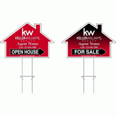 Keller Williams Directional - Custom 15x23x4mm Coroplastic House Shape with Double Sided Print