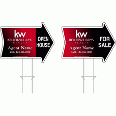 Keller Williams Directional - Custom 17x23x4mm Coroplastic Arrow Shape with Double Sided Print