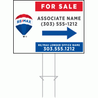 RE/MAX Directional - Custom 18x24x6mm Coroplastic Rectangle Shape - Double Sided Print - Buy 4 Get 4 with Shipping Included - 8 Signs Total with 28" Galvanized Frames